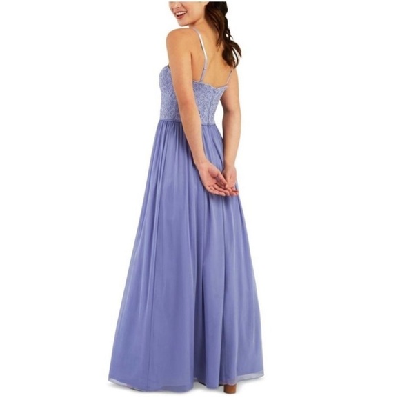 NWT BCX Dress Lace Mesh Insert Optional Strap Purple Gown size 1 XS - Picture 2 of 13